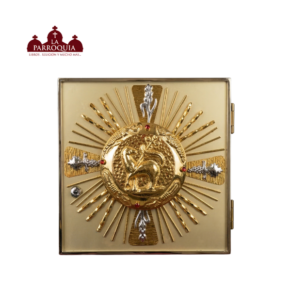 Sagrario Metálico Plateado y Dorado Pequeño