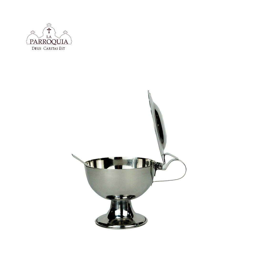 Naveta Redonda con Cuchara de Acero Inoxidable